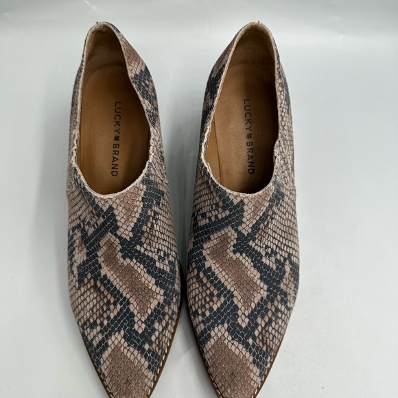 Lucky Brand Tresee Leather Snake Pri Pull-On Ankle Bootie Women’s Size 9M - Picture 5 of 11